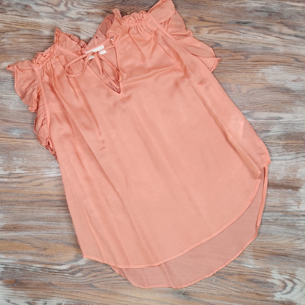 7 For All Mankind Sleeveless Ruffled Blouse Color Apricot Size Small